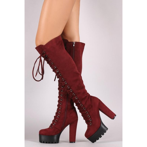 lace up lug sole platform boots